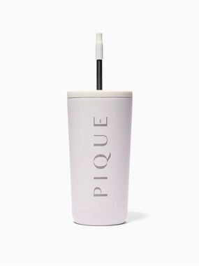 Pique white Insulated Tumbler with Straw